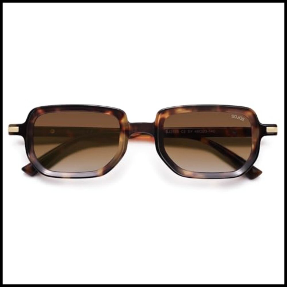 Retro Polarized Rectangular Hexagon Sunglasses, U… - image 4